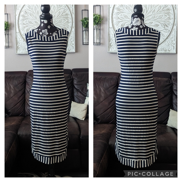 Monteau Dresses & Skirts - Monteau Los Angeles Blue White Stripe Sleeveless Dress